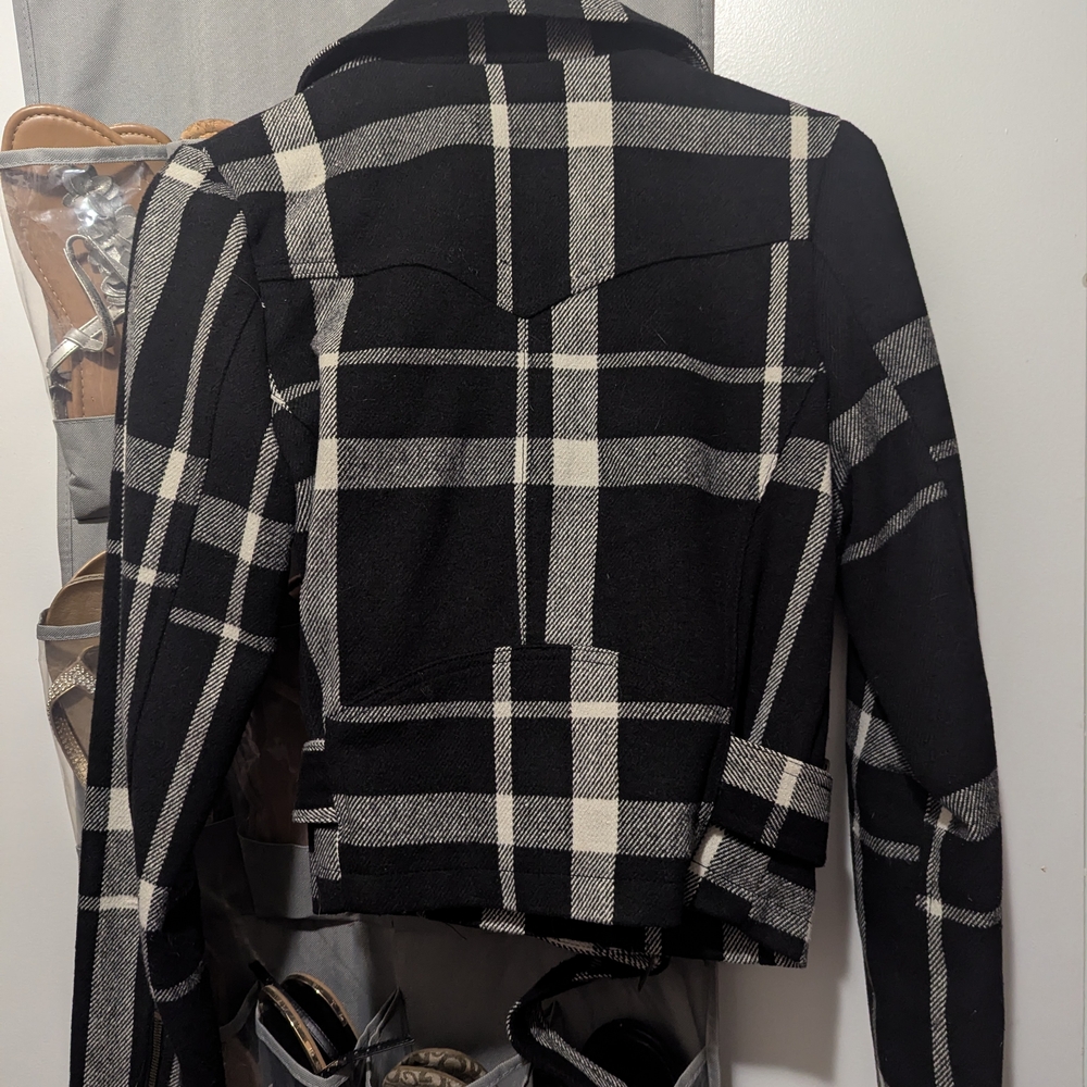Plaid Women's Jacket - Black and White